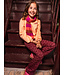 Flared Jacquard trousers Flower Ruby Red