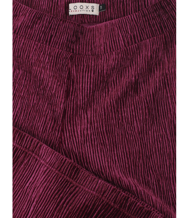 Velours krinkel Wide Leg Ruby Red