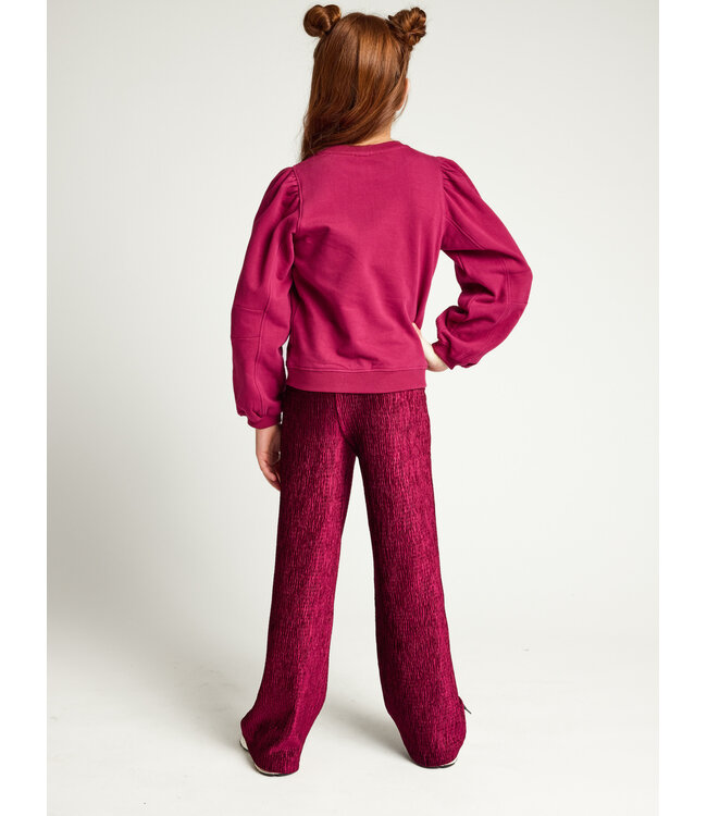 Velours krinkel Wide Leg Ruby Red
