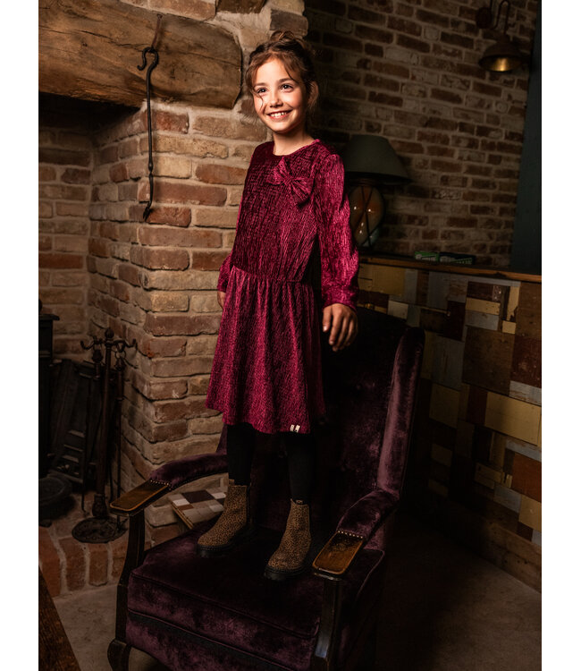 Velvet crinkle dress Ruby Red