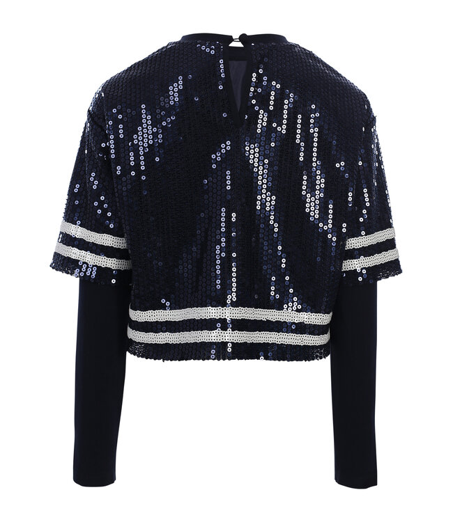 Lucky Sequin Top Navy