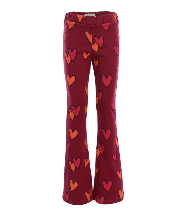 Flared sweat broekje Ruby Red Double Hearts