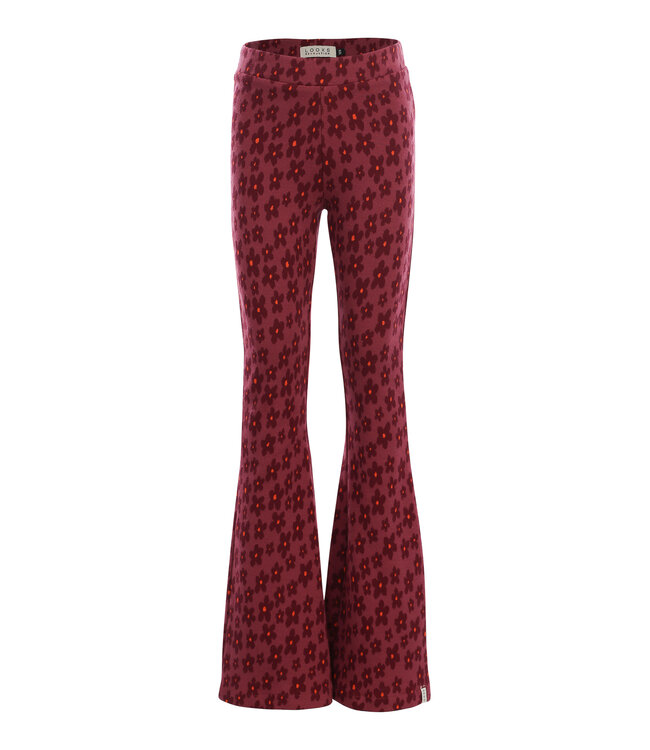 Flared broek jaquard Flower Ruby Red
