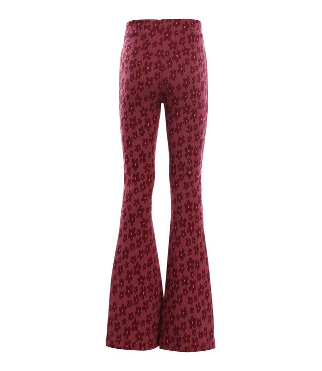 Flared Jacquard trousers Flower Ruby Red