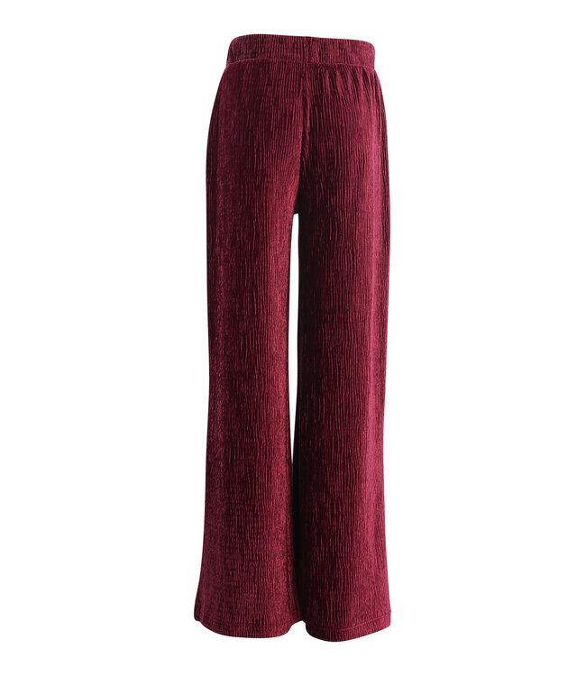 Velvet Crinkle Wide Leg Ruby Red