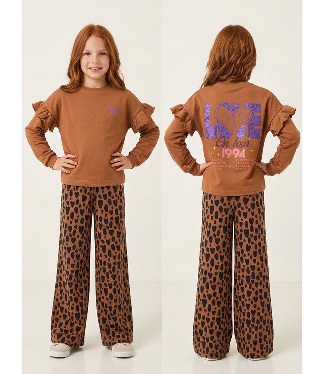 Wide leg sweat broekje Leopard love