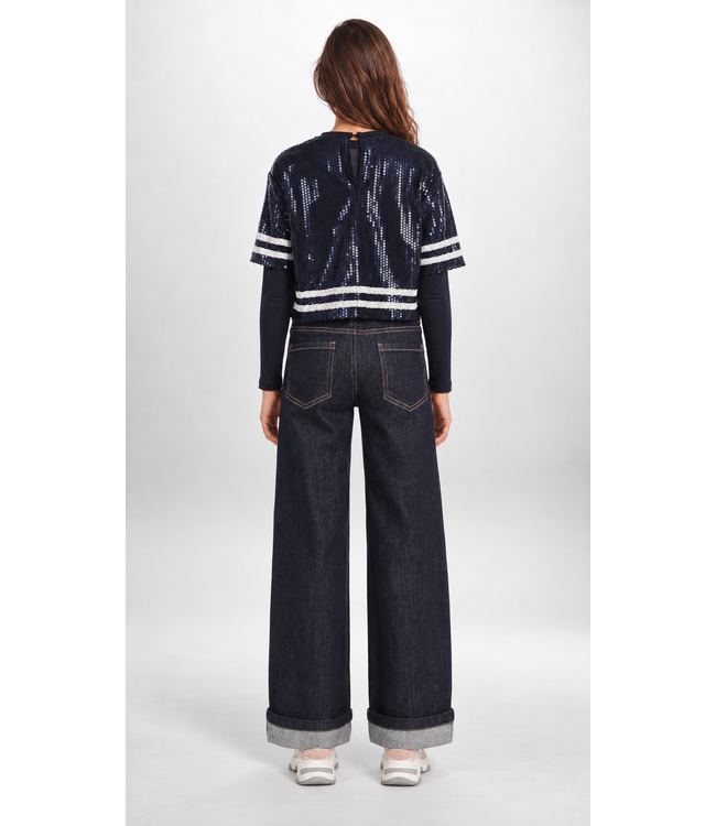 Pailletten-Top Marineblau