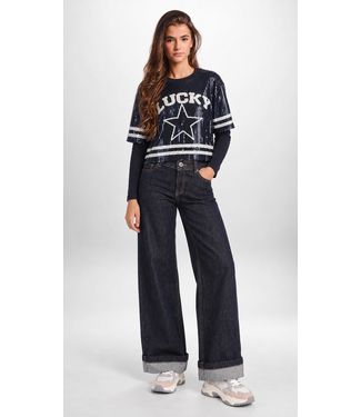 LOOXS 10sixteen Pailletten-Top Marineblau