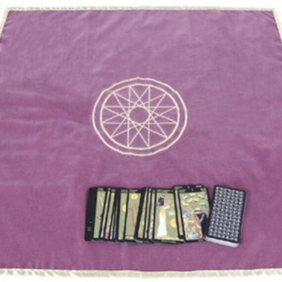 BLESSUME Wicca Vierkant Altaar Tarot Tafelkleed voor Lezen met Kaartzakje 62 x 62 cm (Roze 2
