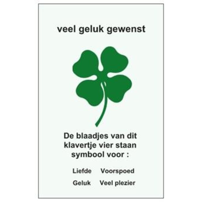 Klaver vier hanger hout met kaartje