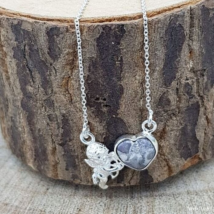 Halsketting Sterling Zilver Engel met Hartje