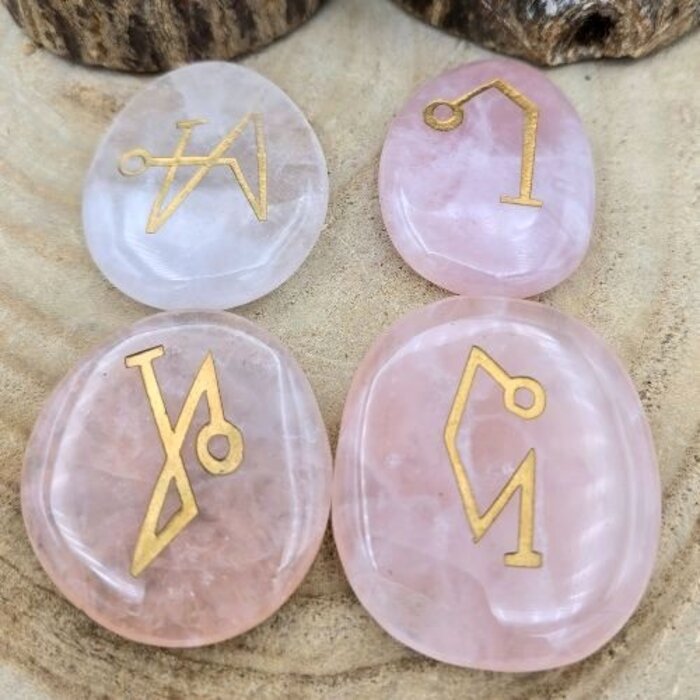 Set van 4 Rozenkwarts Engelenstenen