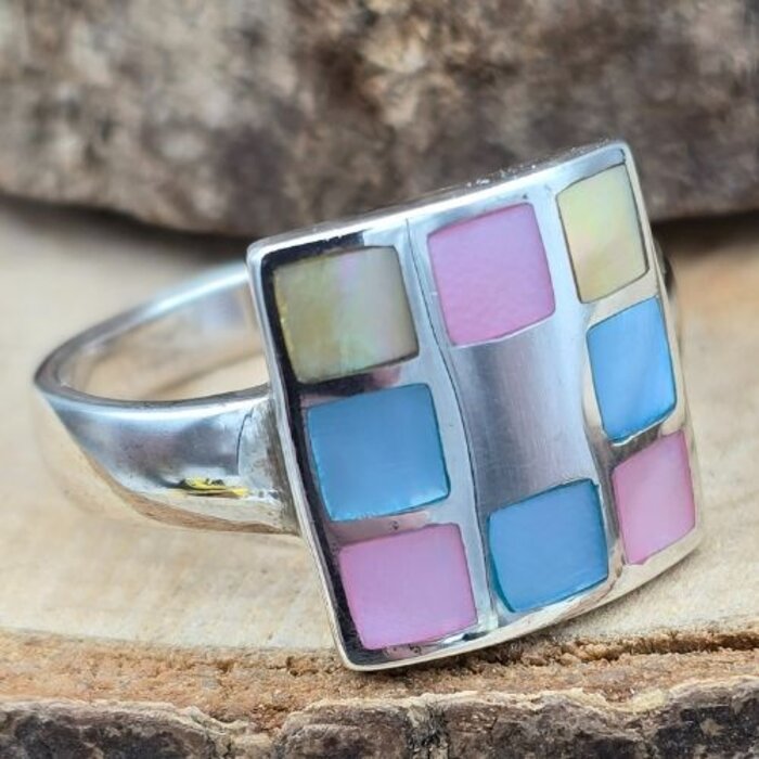 Sterling Zilveren Ring met Parelmoer – Maat 8,5