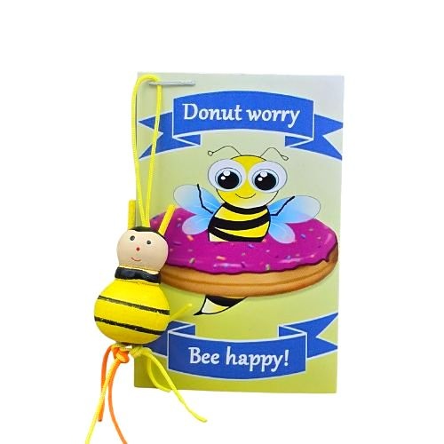 Donut Sorgen Bee Happy Sportflasche 600 Ml – Weiß, Mit 2 Kappen, Nur Handwäsche