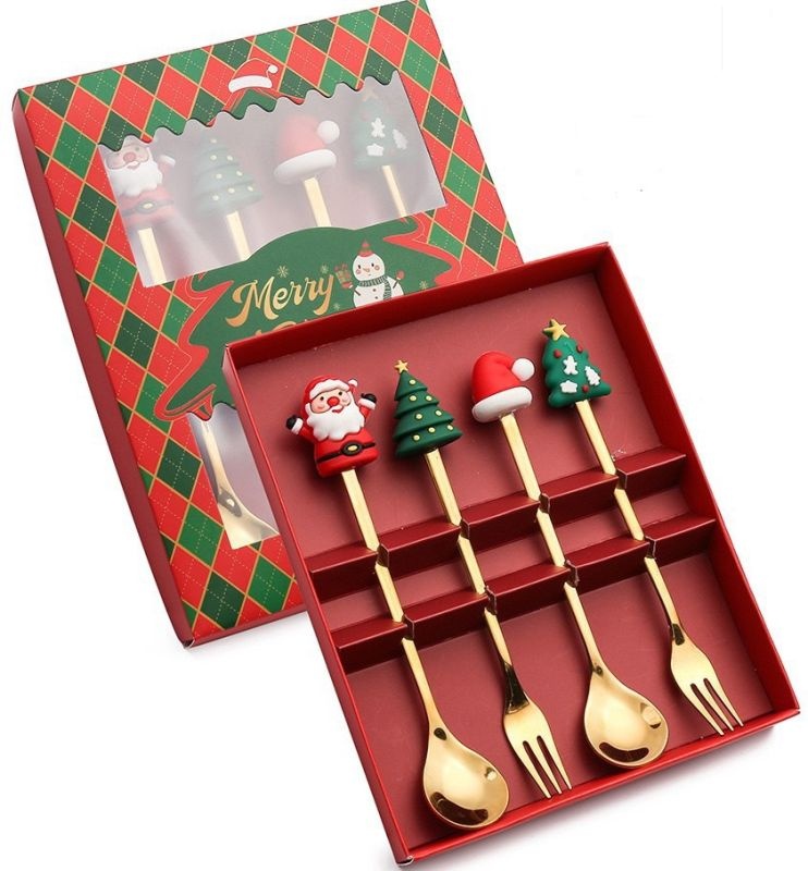 Xiaoyu 20-delige kerstbestekset, zwart bestekset voor 4 personen