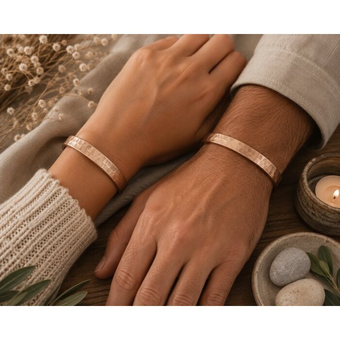 Armband koper gehamerd magnetisch