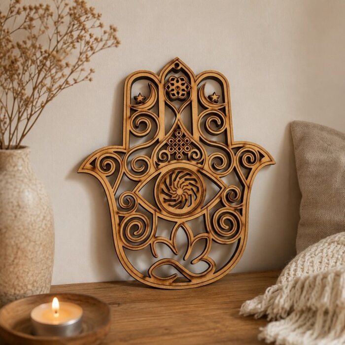 Wandplaat Hout Hand van Fatima 16cm