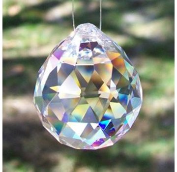 Regenboogkristal Bol transparant  6 cm