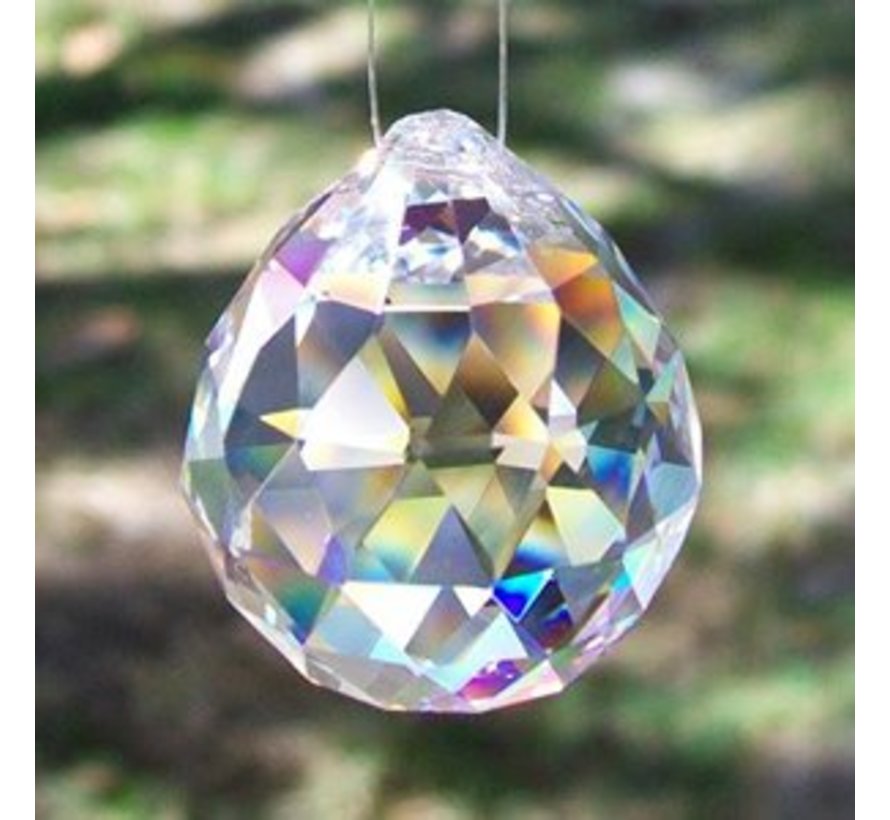 Regenboogkristal Bol transparant  6 cm