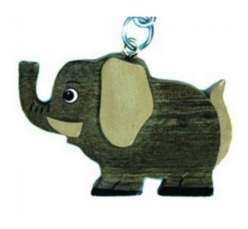 Sleutelhanger olifant van hout met kaartje