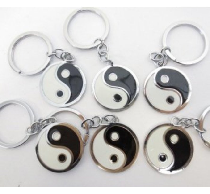 Yin yang sleutelhanger metaal