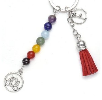 Sleutelhanger yoga lotus met chakra edelsteentjes