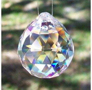 Regenboogkristal Bol transparant  4 cm