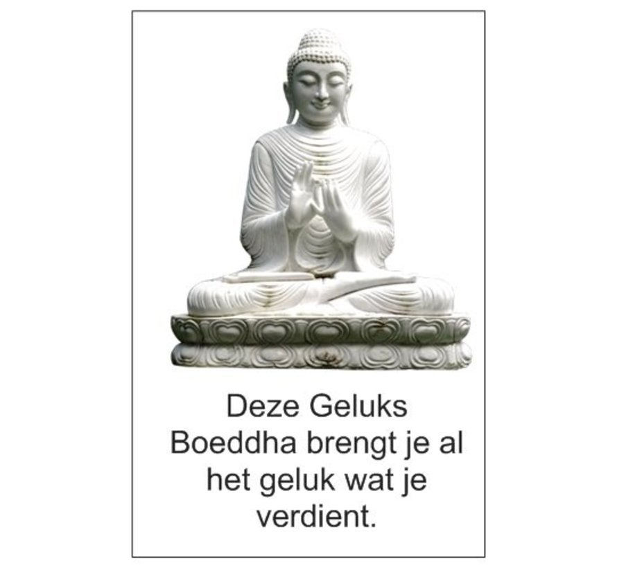 Boeddha zittend in tasje met kaartje