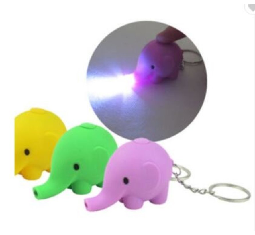 Olifant sleutelhanger led licht en geluid