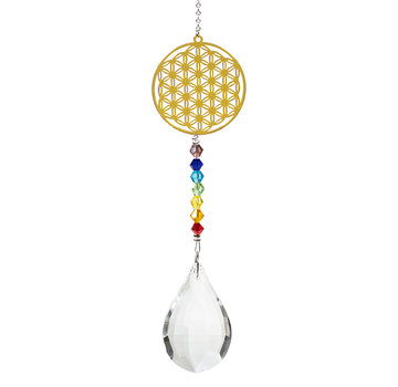 Regenboogkristal met chakra levensbloem