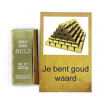 Kaartje je bent goud waard met goudstaaf