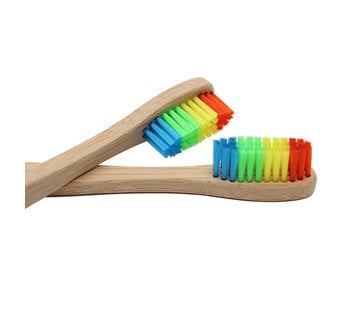 Tandenborstel bamboe regenboog 2 stuks