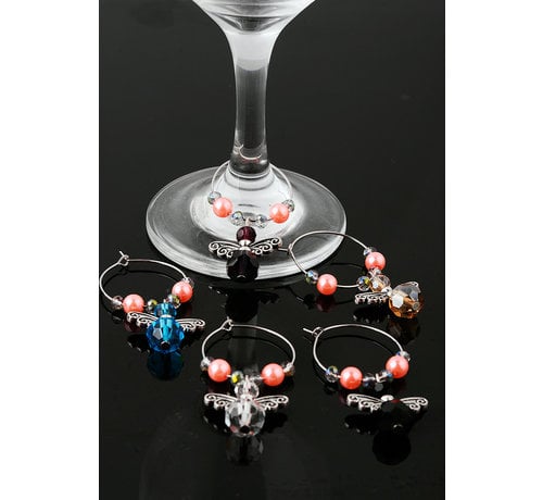Set van wijnglas sieraden engeltjes
