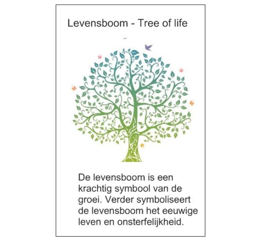 Houten hanger met levensboom met kaartje Uitdeelcadeautjes.nl