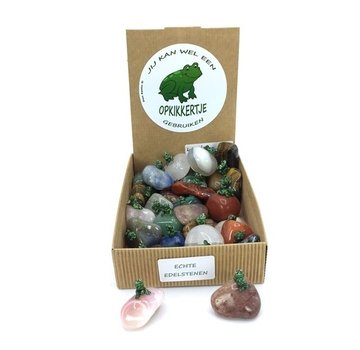 Opkikkertje edelsteen  met kaartje