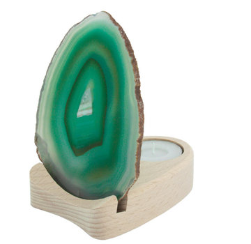 Agaatschijf met theelichthouder