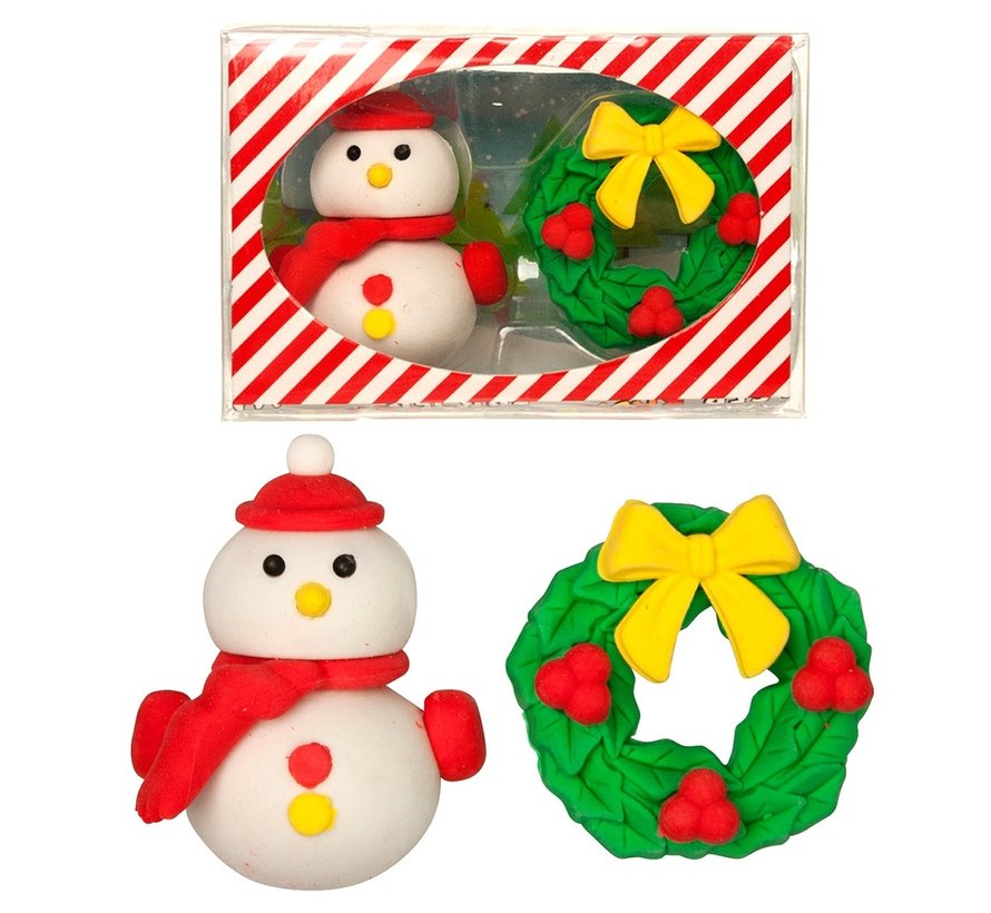 Gum set sneeuwpop met kerstkrans