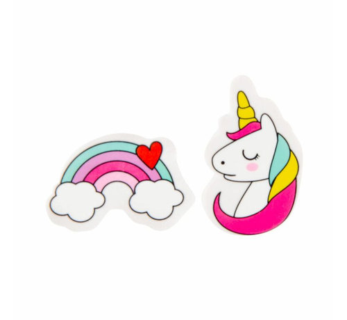 2 Stuks gummen eenhoorn en regenboog