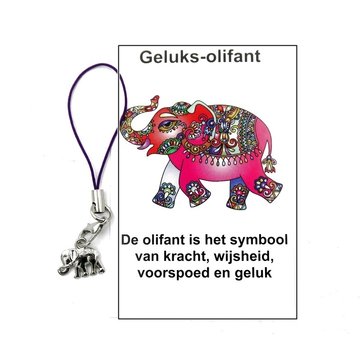 Geluksolifant metaal met kaartje