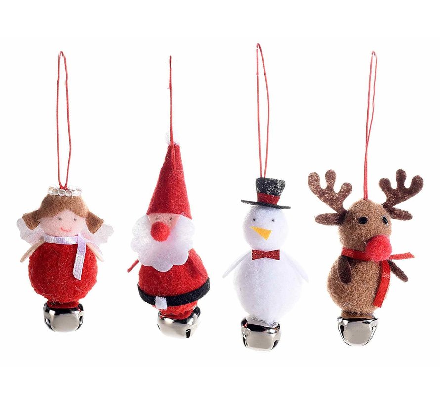 Kerstfiguren met belletje - 4 stuks