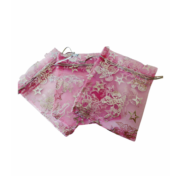 Organza zakje roze engelen 7 x 10 cm