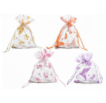 Organza zakjes met vlinderprint 8 x 10 cm