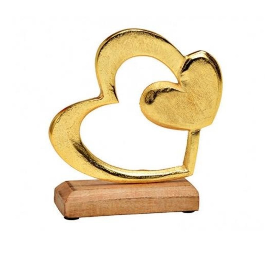 Display Hart van mangohout metaal goud