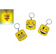 Sleutelhanger smiley met ledlicht 12 stuks