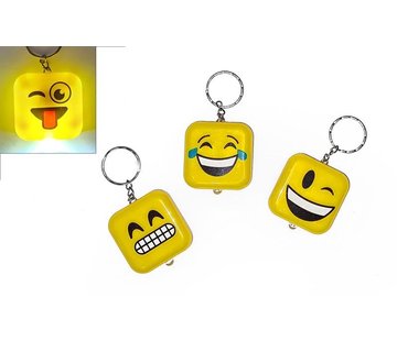 Sleutelhanger smiley met ledlicht 12 stuks