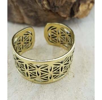 Flower of life ring brons
