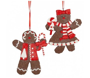 Kerstboomversiering peperkoek figuur 10cm 2 stuks