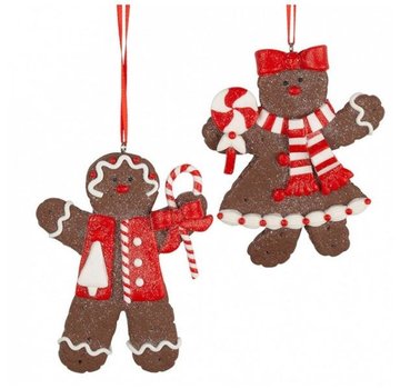 Kerstboomversiering peperkoek figuur 10cm 2 stuks