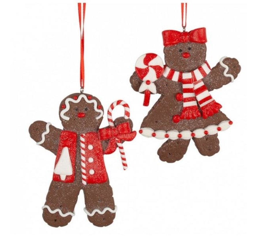 Kerstboomversiering peperkoek figuur 10cm 2 stuks