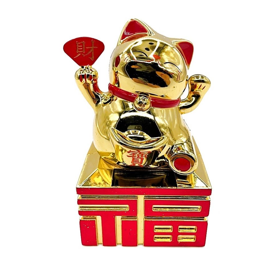 lucky cat solar goudkleurig